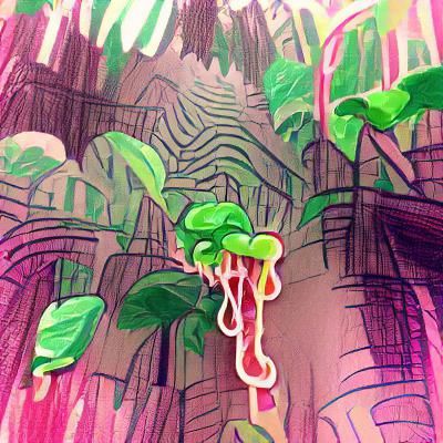 Rainforest with a ton of vines made of Sour s’ghetti candy