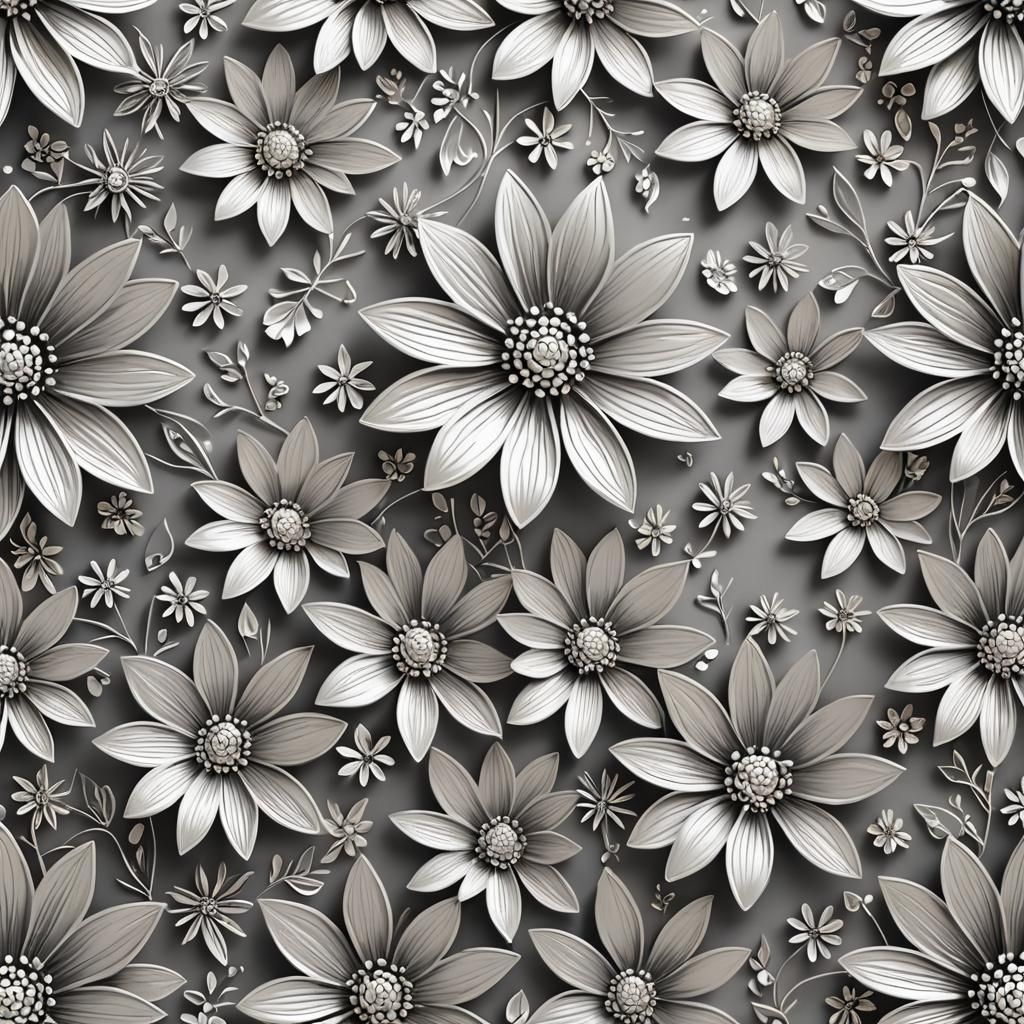 Silver flowers background