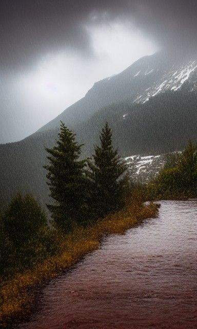 Rain storm in the mountains