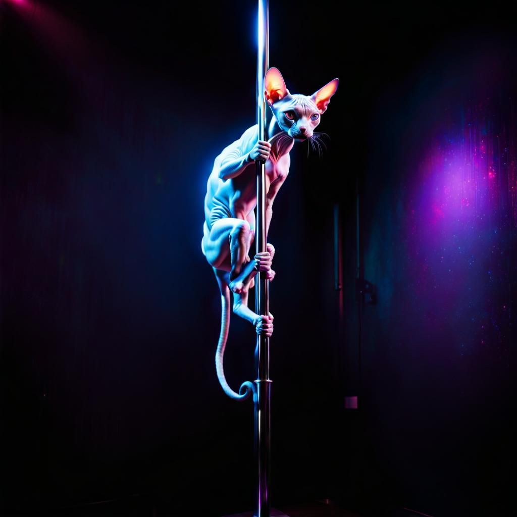 Sphynx performing at the CatTree Club