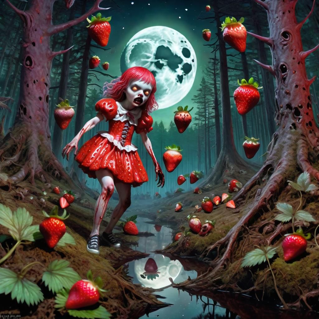 Killer strawberryZombie and strawberries AI Generated Artwork