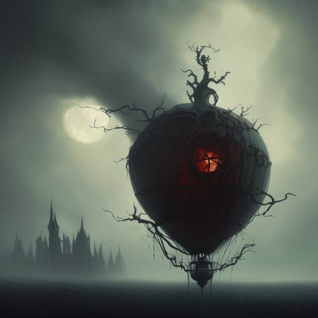 Creepy hot air balloon! - AI Generated Artwork - NightCafe Creator