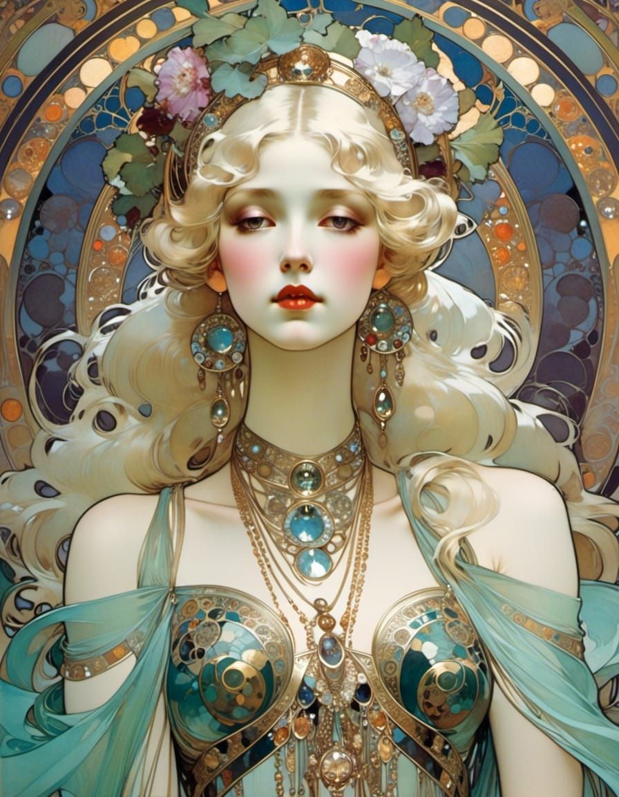 Open prompt <lora:Art Nouveau:1.0> beautiful Parisian showgi...