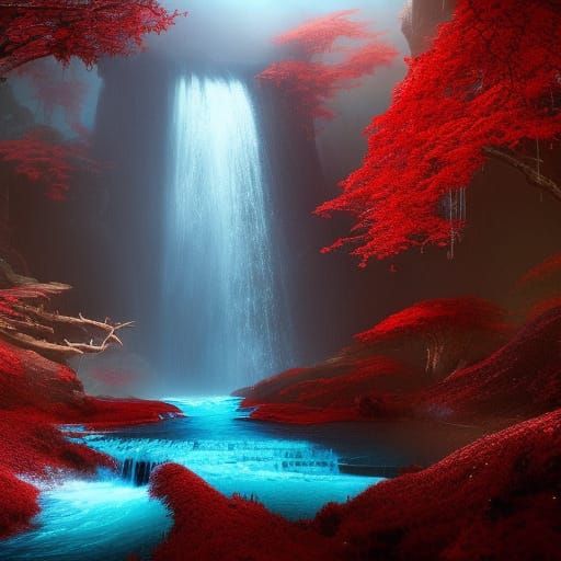 red water fall