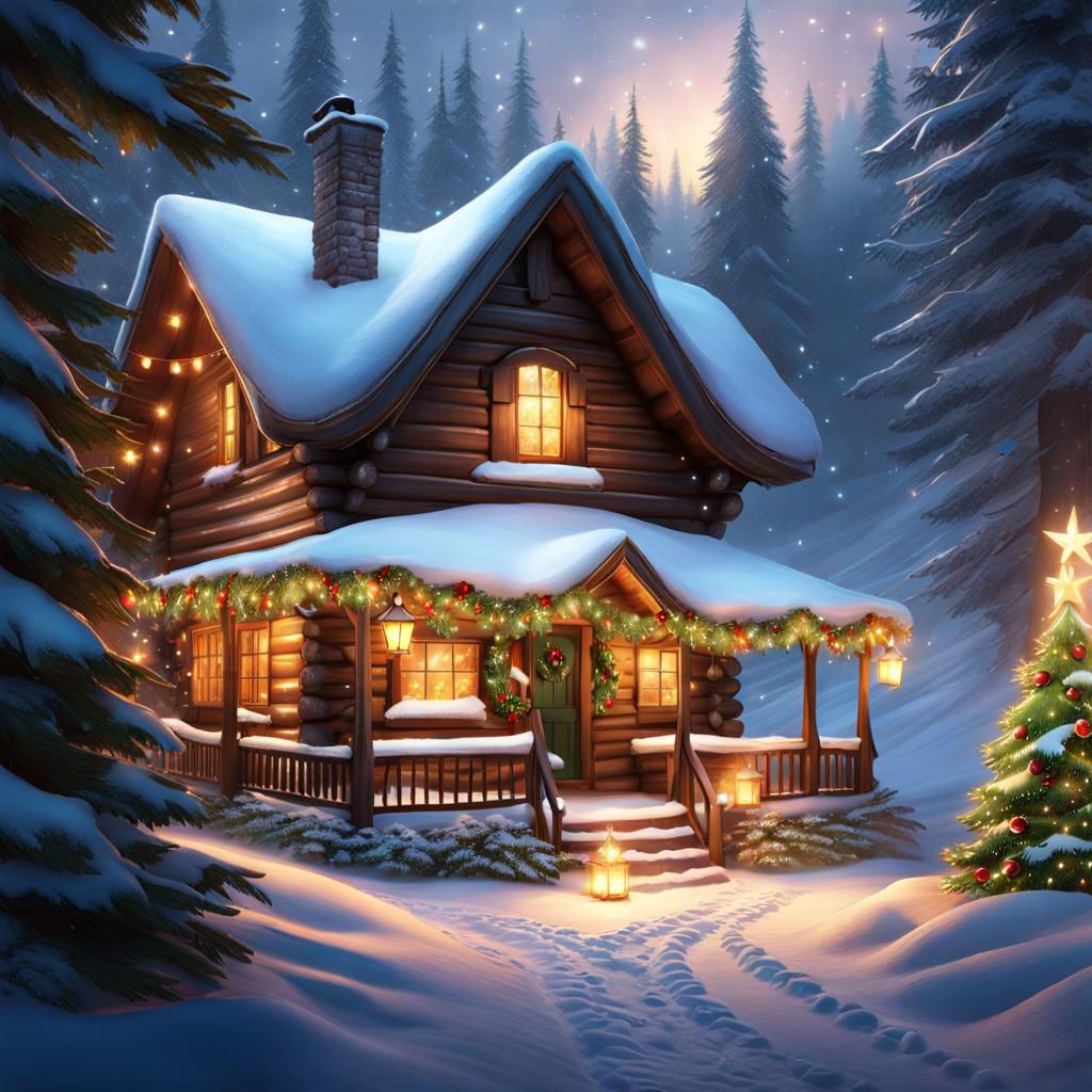 Christmas Cozy Cabin - AI Generated Artwork - NightCafe Creator