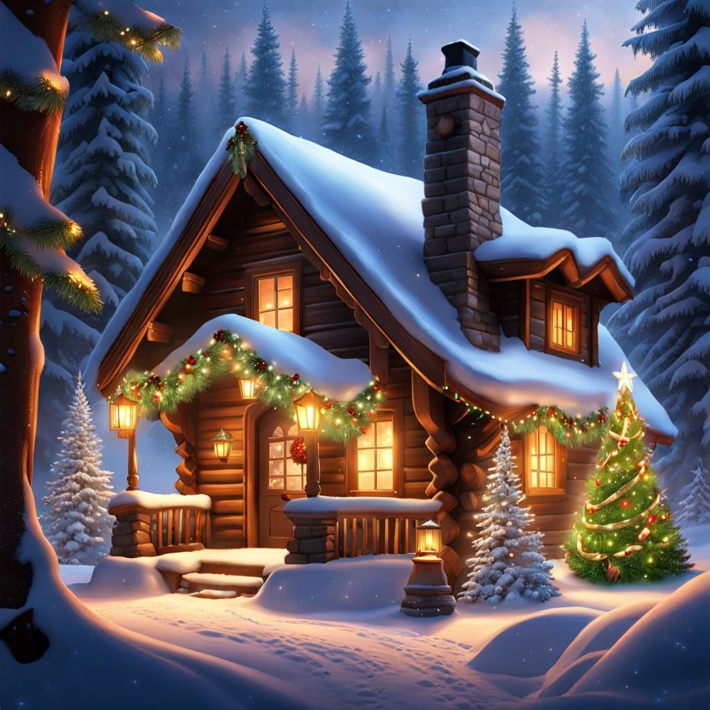 Christmas Cozy Cabin - AI Generated Artwork - NightCafe Creator