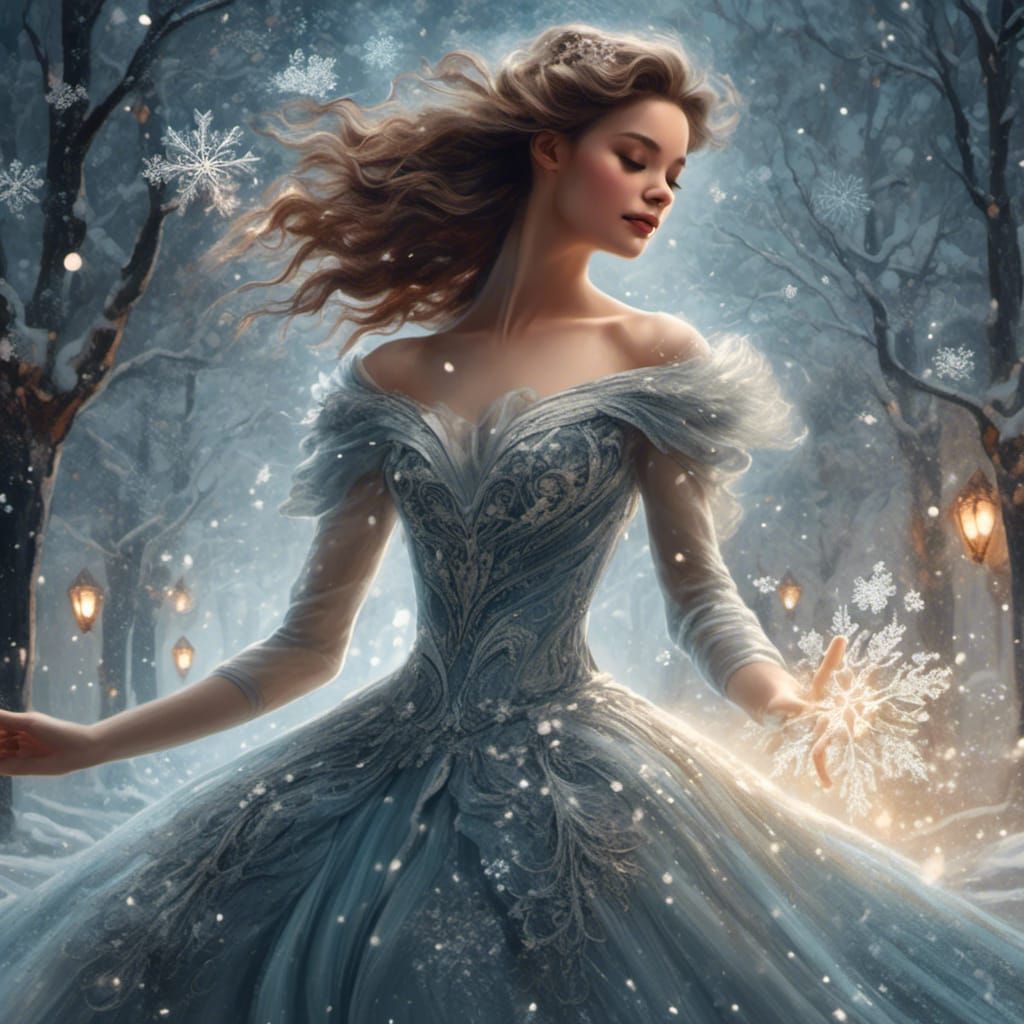 <lora:NC Hyperreal:1.0> Glittering Christmas Costume Dance in Winter, Victorian Style