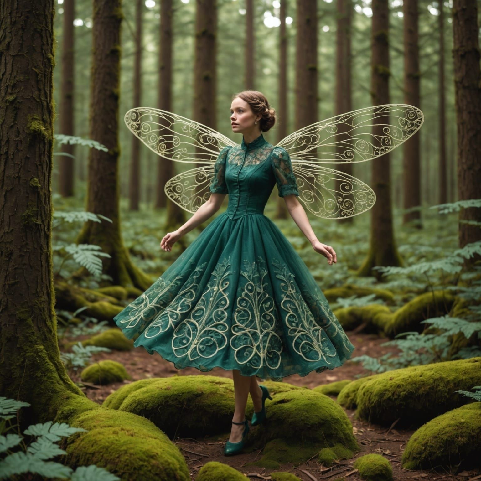 A filigree fly in a fantastic frock. Frolicking in the fores...