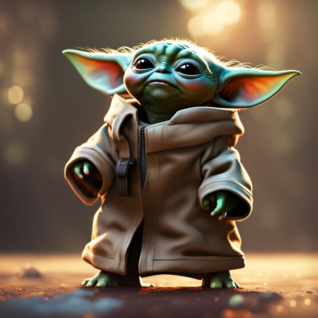 Baby Yoda laughing out loud - AI Generated Artwork - NightCafe Creator