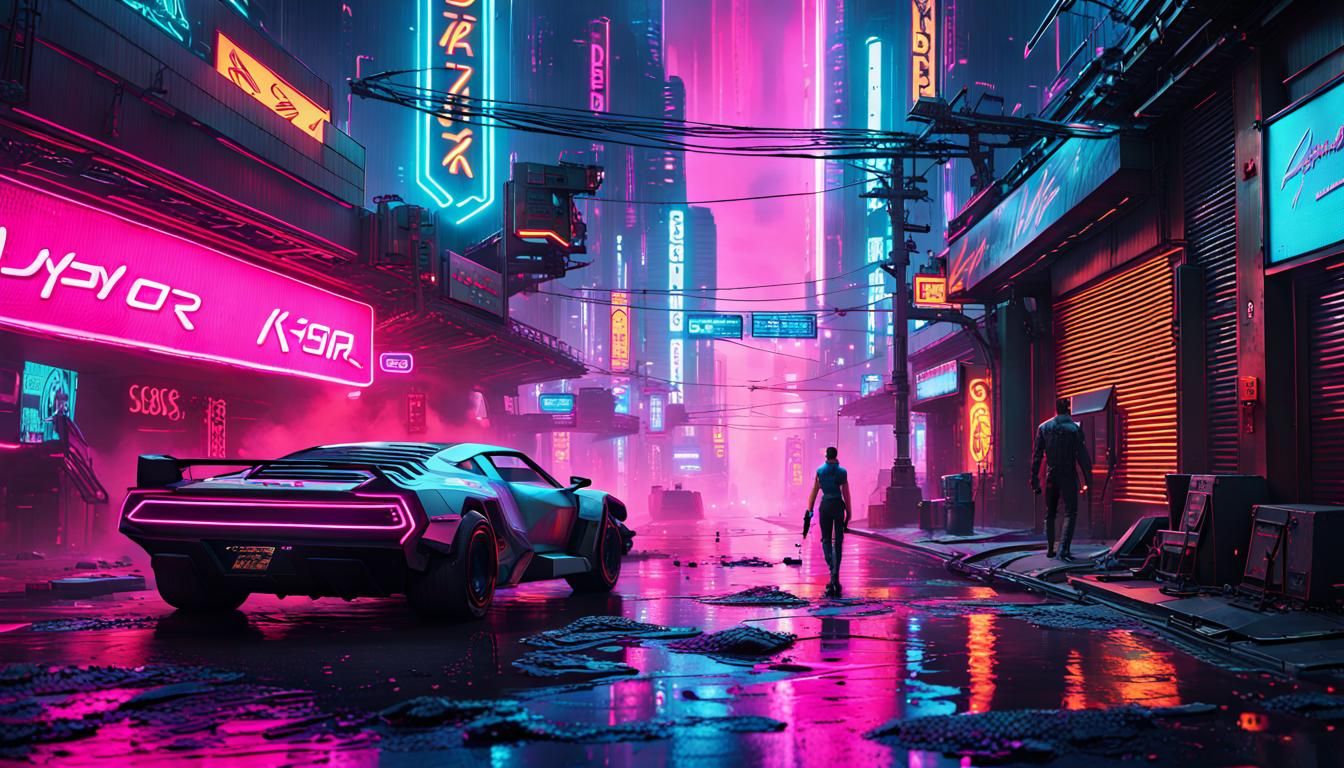 Cyberpunk Cyberpunk 2099 Blade Runner 2049 Neon Hyperrealistic Splash