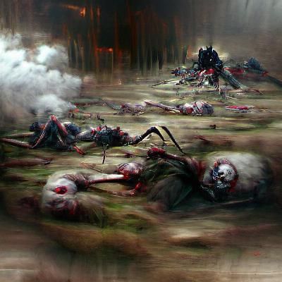 Crused Battlefield stricken with corpses of the unkown