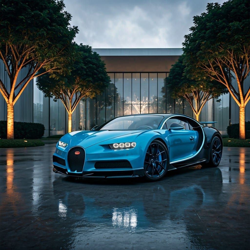 Luxury Bugatti Chiron in Neo-Futurist Miami Setting