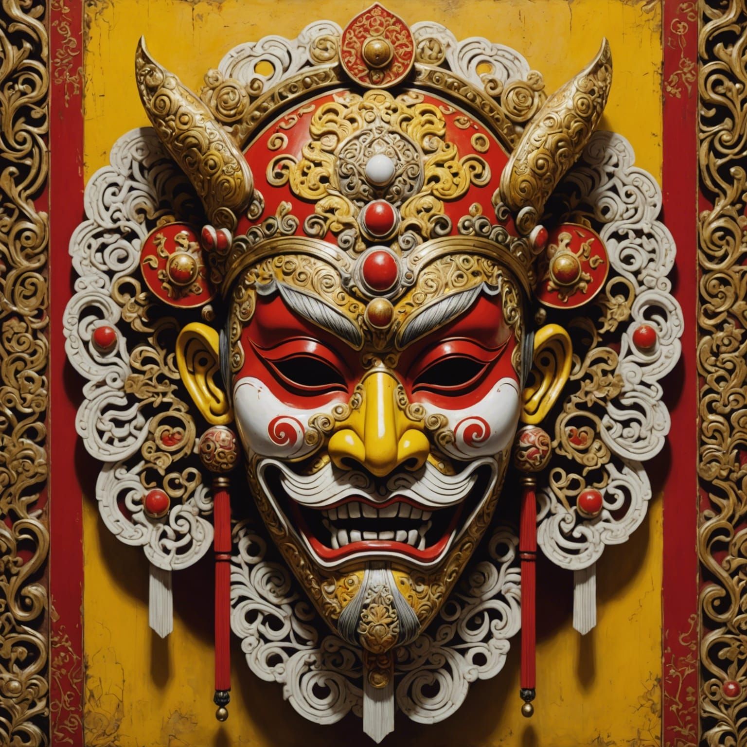 Mask of Caishen, Chinese god of wealth  by @Pez