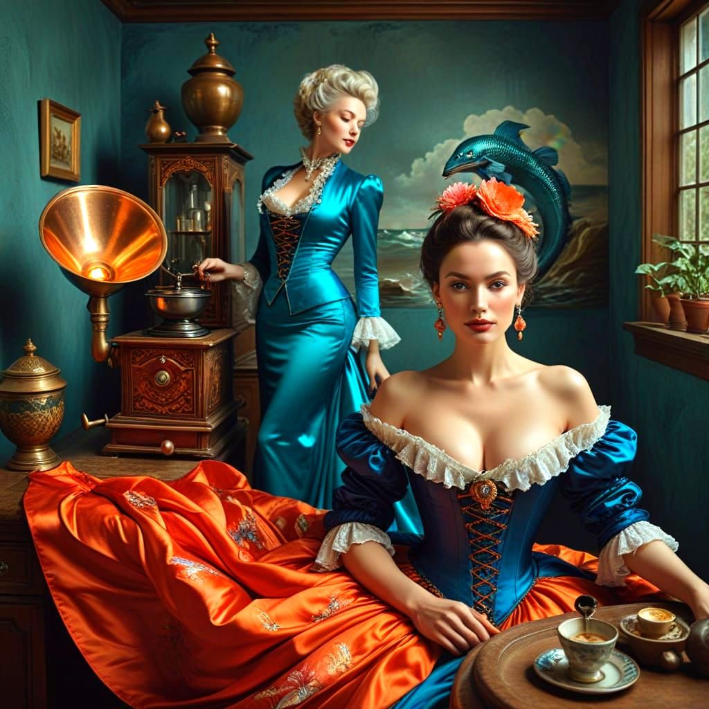 Elegant Victorian Ladies in Vibrant Colors