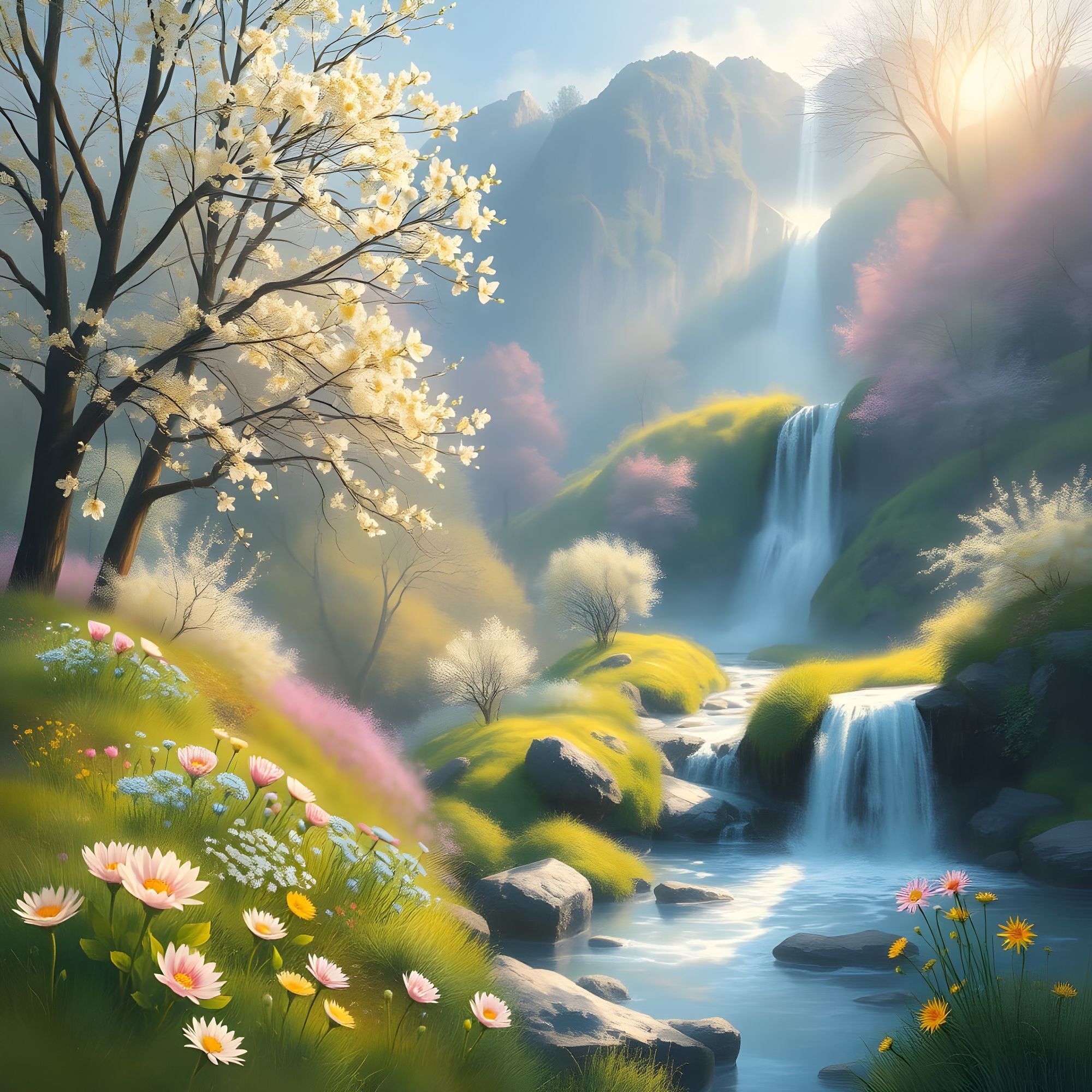 Spring waterfall 