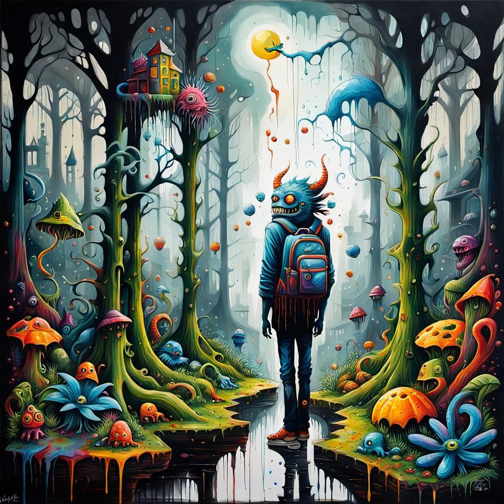 Monster and Fairy in Surreal Graffiti Art