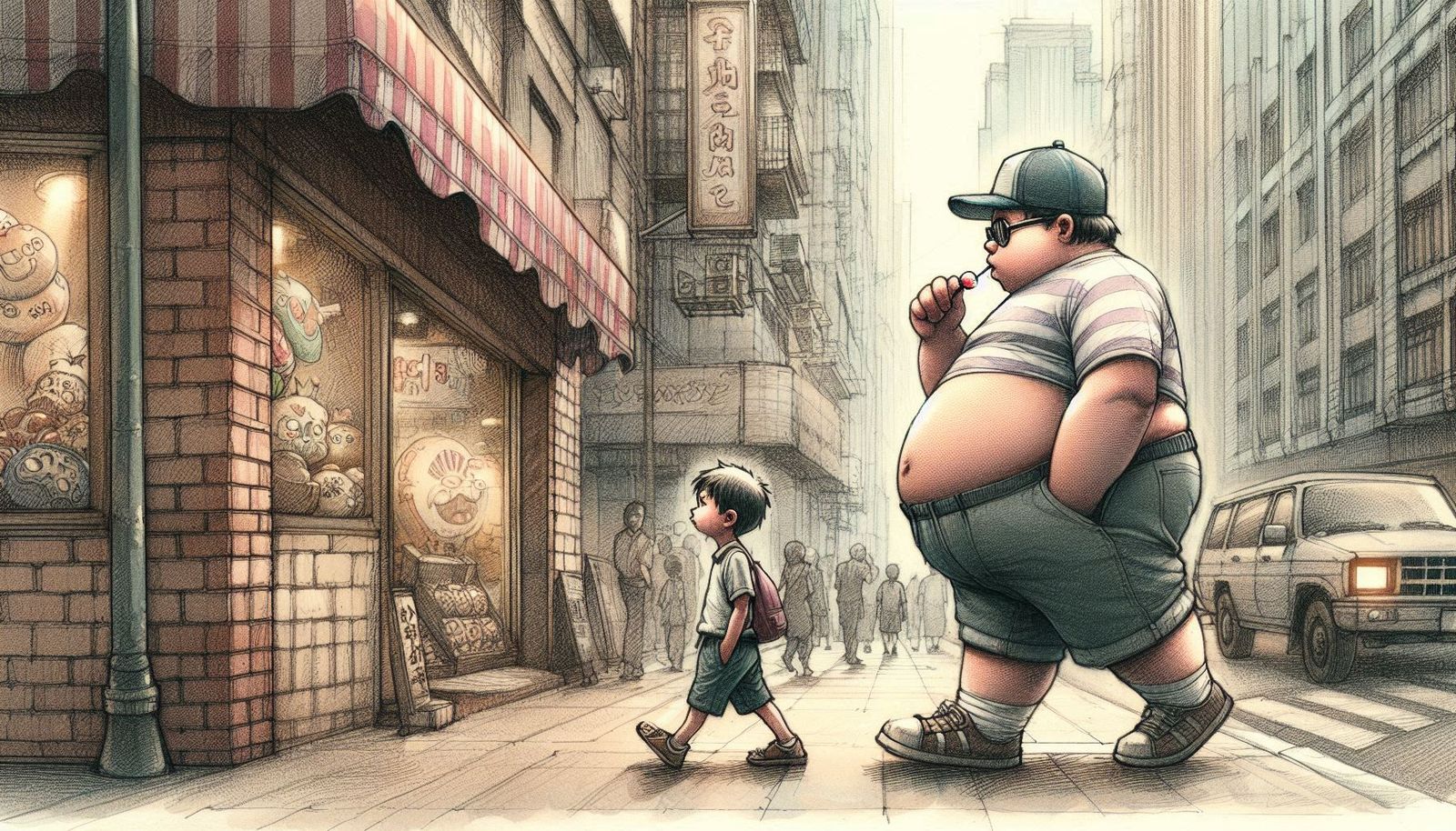 Fat boy and skinny boy