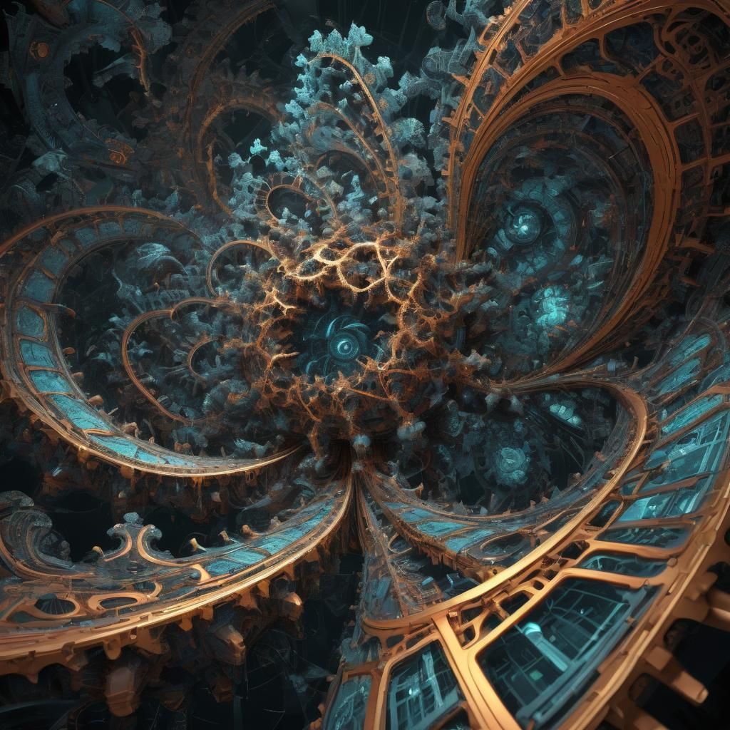 A scientific drawing of a highly complex mathematical fractal.