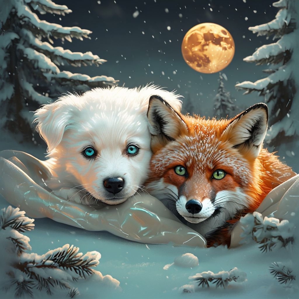 White Puppy and Fox #2