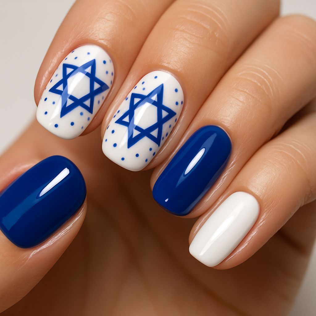 Elegant Star of David Nail Art Design