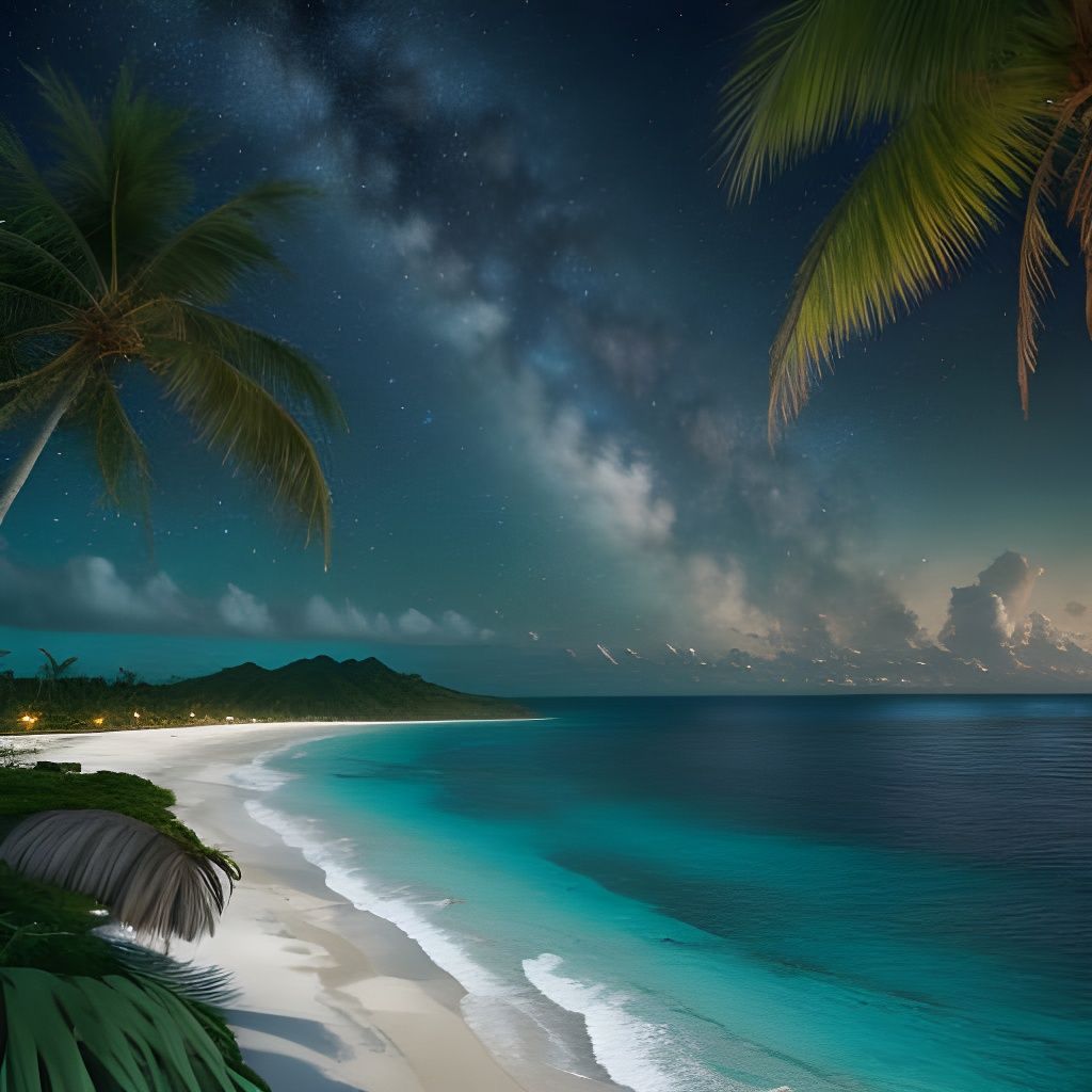 Cosmic Island Scene in Mysterious Atmosphere