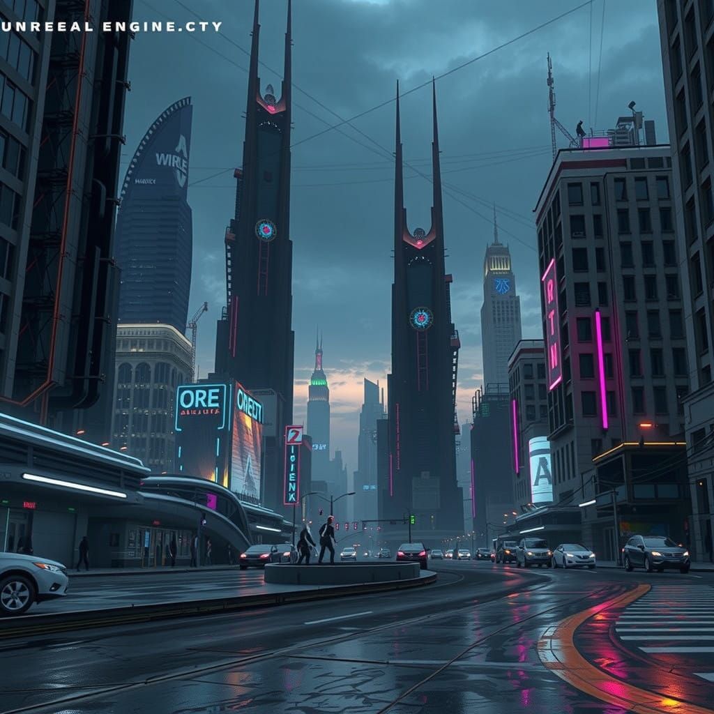 Surreal Futuristic Metropolis Unfolds in Dazzling Neon Hues