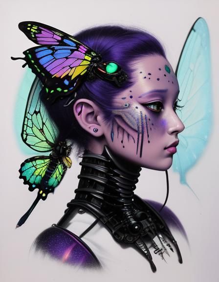 Meticulous portrait of cosmic horror dark dragonfly_butterfl...