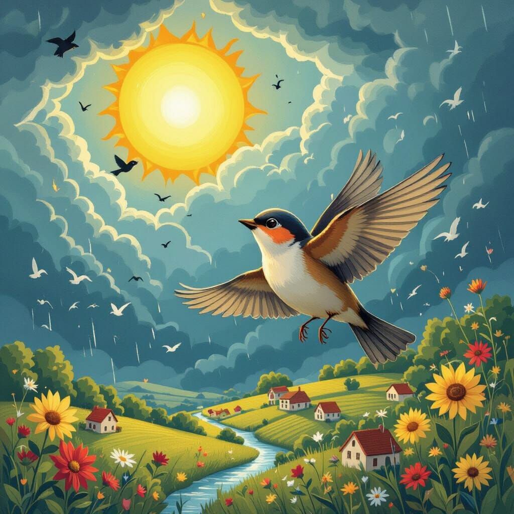 Bird's Dream: Courage Lifts Winged Friend