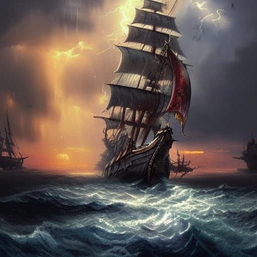Pirate Ship in a storm undefined