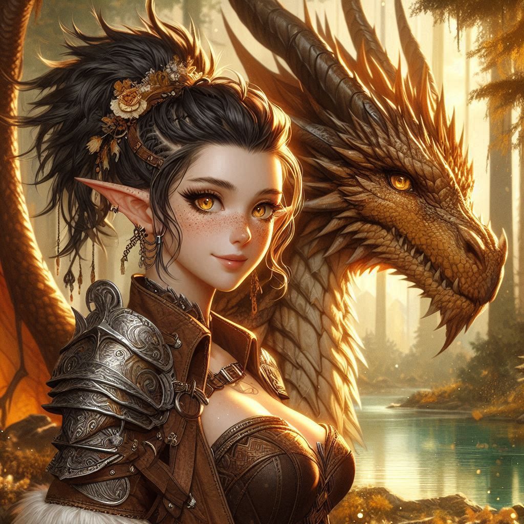 Elf princess and her dragon
