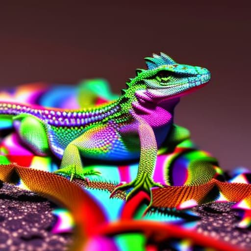 a dragon curve fractal of a lizard