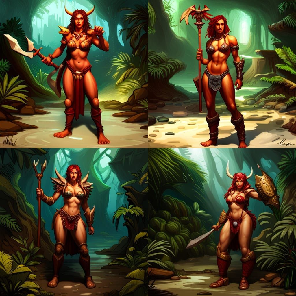 Red Dragonborn Barbarian Woman