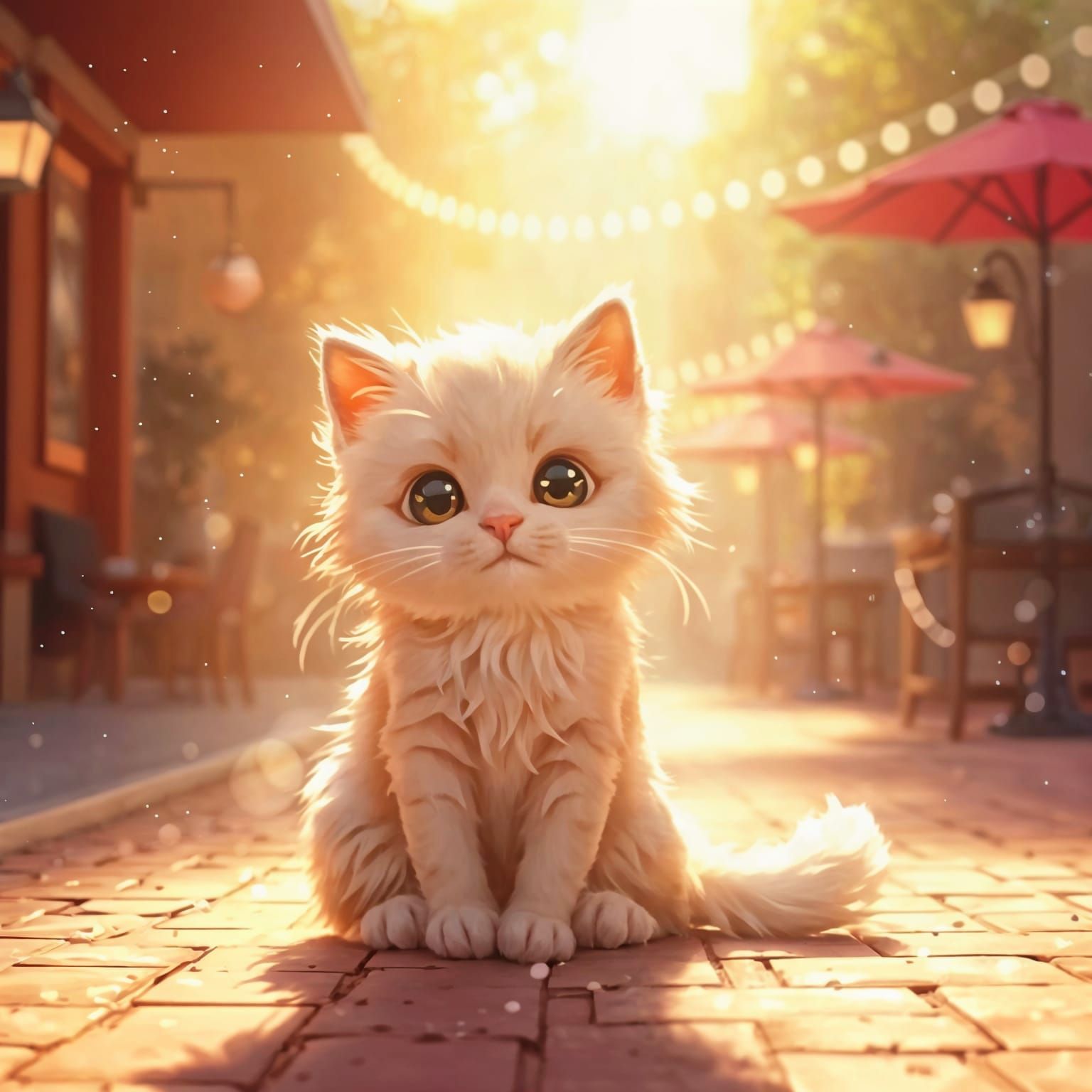 Kitten sitting in the sun   by @Tokyo-Honeymilk