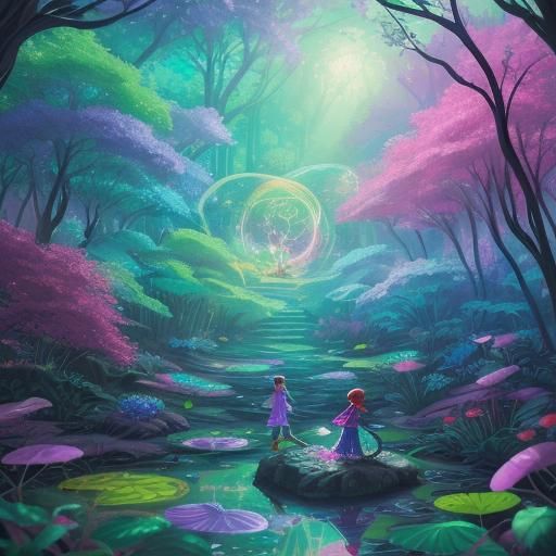 In the enchanted realm of the glimmering glade, amidst the w...