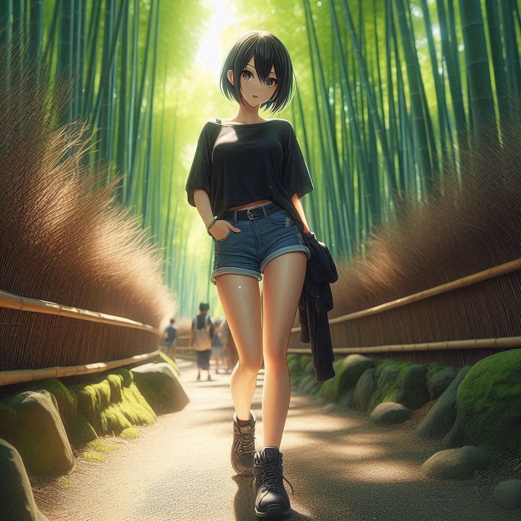 Moon in the bamboo forest of Arashiyama