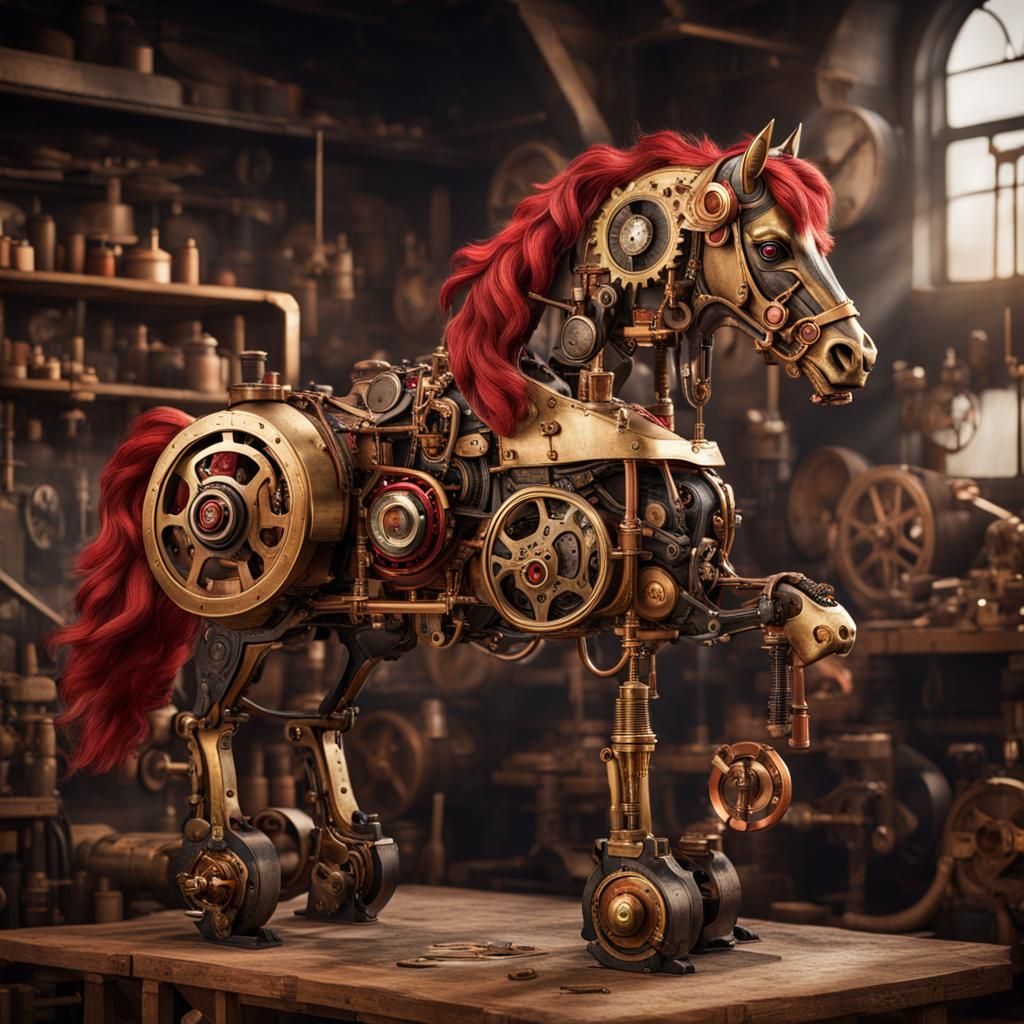 Maquette d'un cheval mécanique