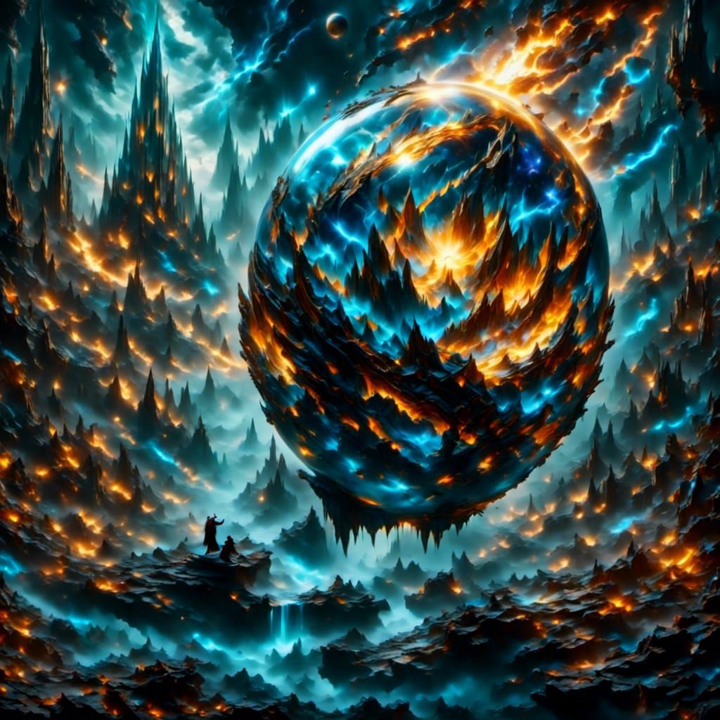 Wizard with Mystical Orb in Enchanted Tower