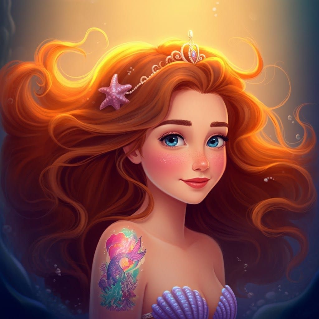 Dory Girl, my princess mermaid, with the long flowing auburn...
