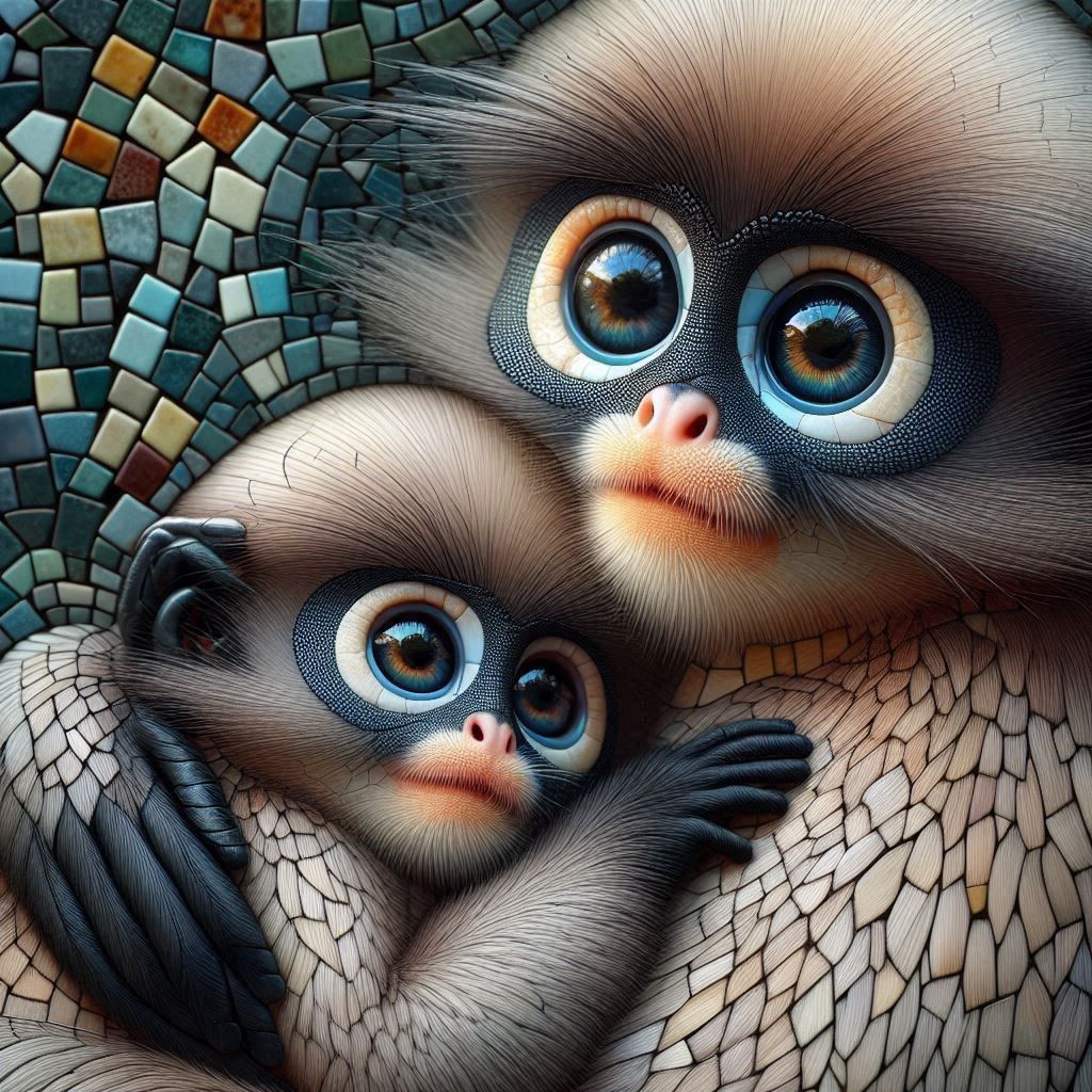 Dusky Leaf Monkey mosaic picasso