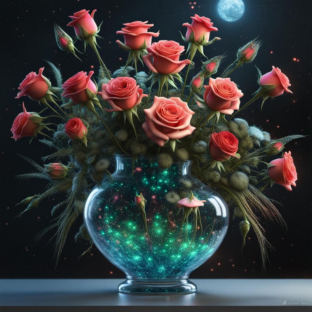Flower Vase Still Life: Roses 1