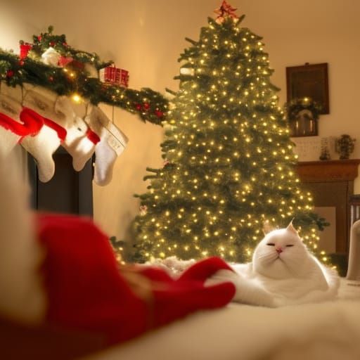 Christmas cat outline