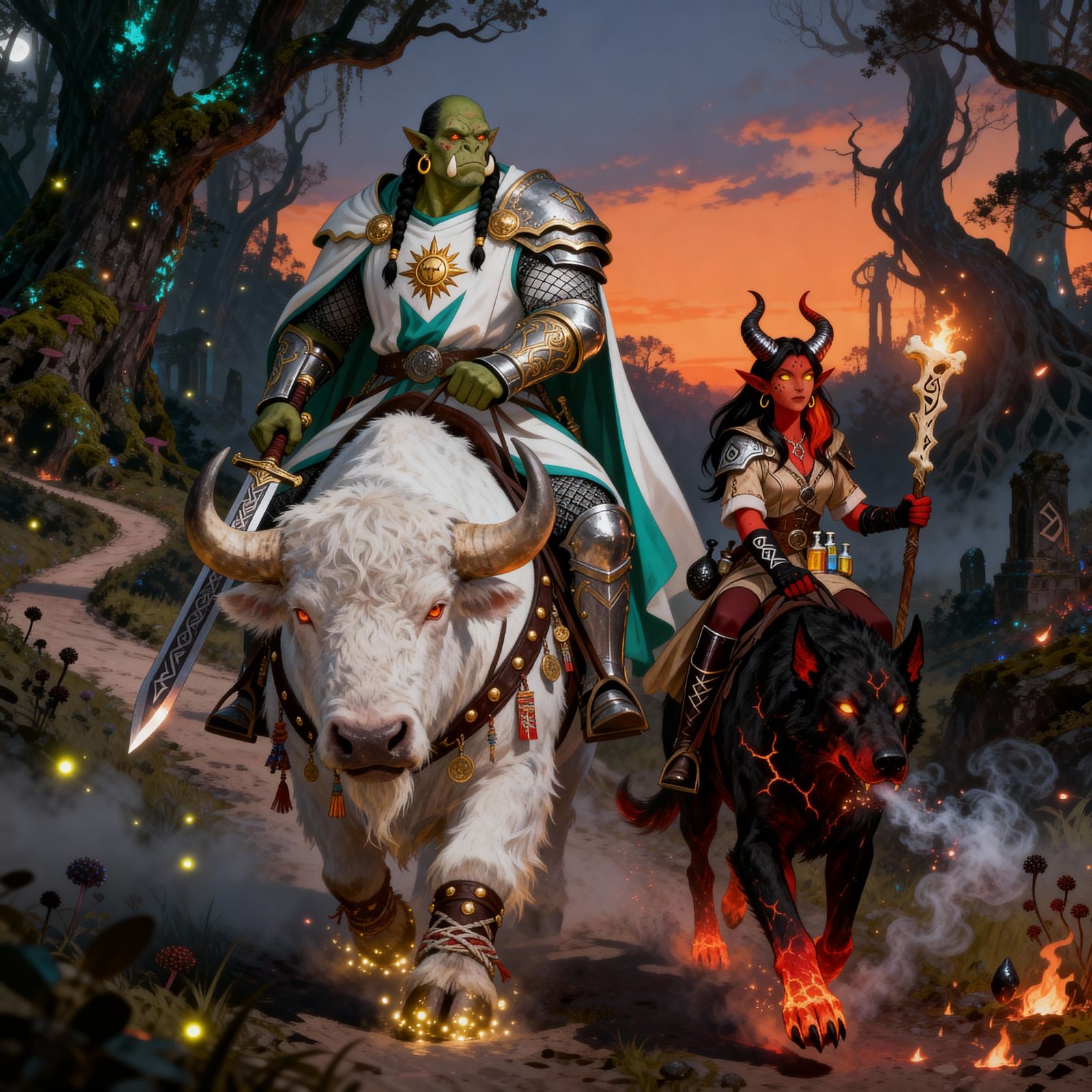 The noble Orc Paladin and the brave Tiefling Warlock.