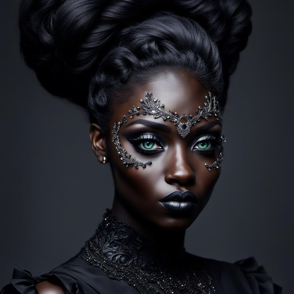 Create a person of dark girl. Her eyes is cat eye and her lo...