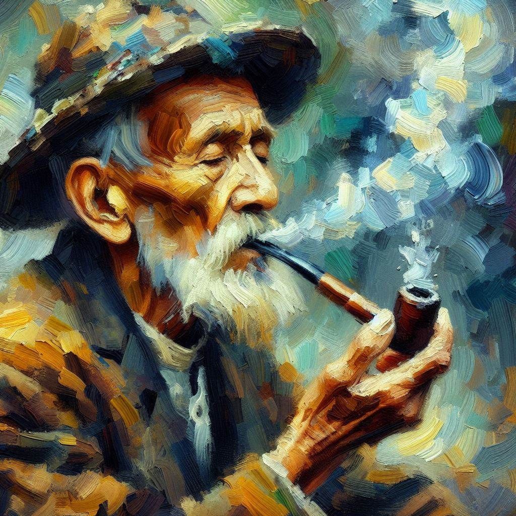 Old man smoking a pipe