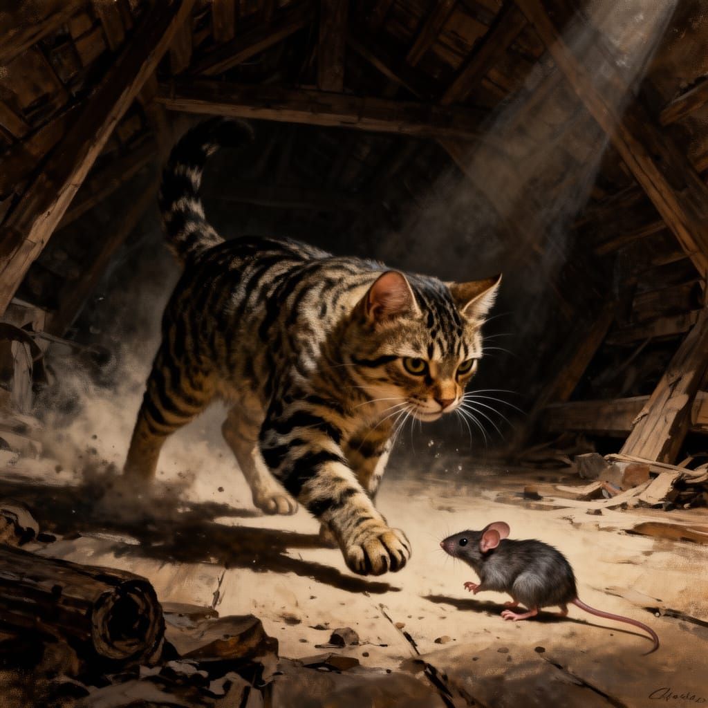 Cat and Mouse (6 likes)  by @Saxatilis