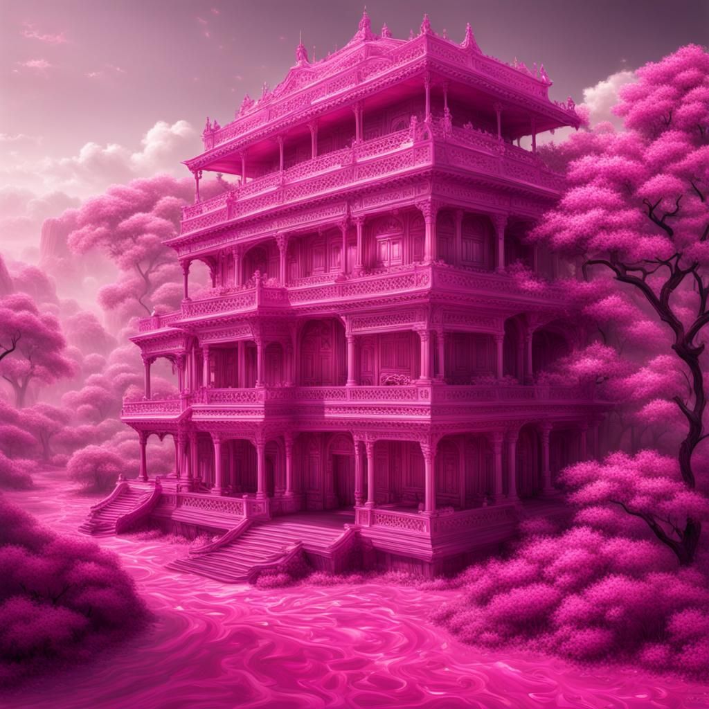 a world where there is only one color, pink