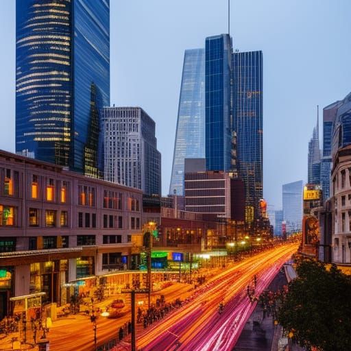 Busy city downtown. people. Professional photography, natural lighting