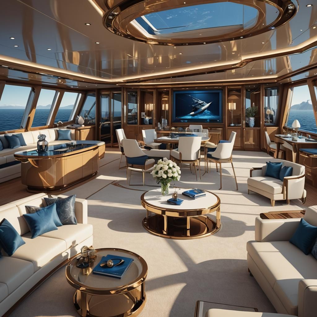 Luxurious Yacht Interior in Digital Art Style