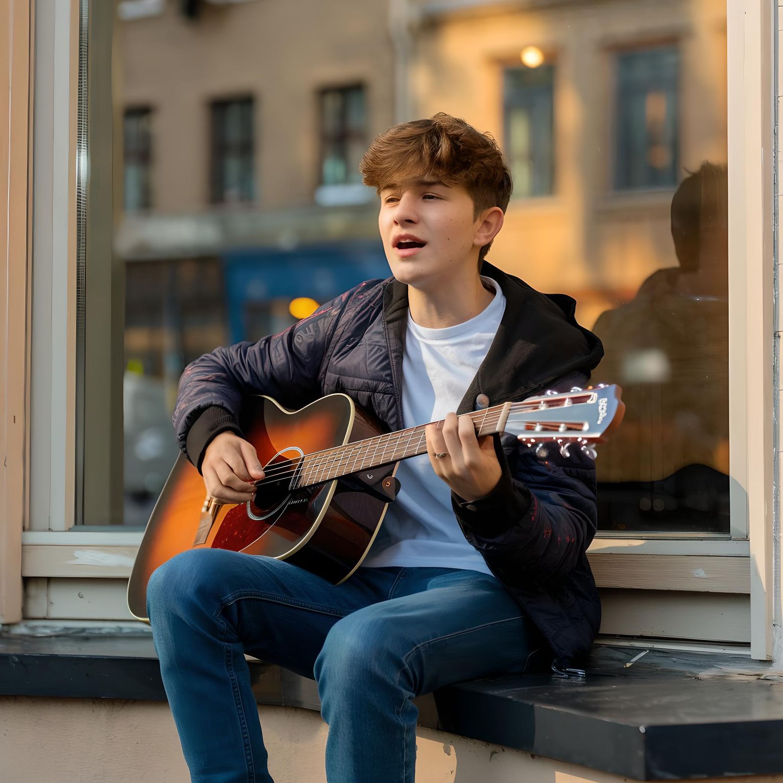 Walking on the road singing song