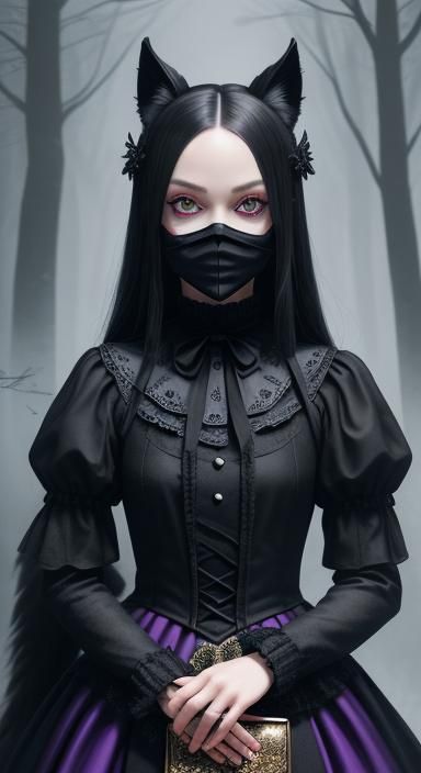 Wednesday addams, Hyper-detailed and detailed masquerade the...